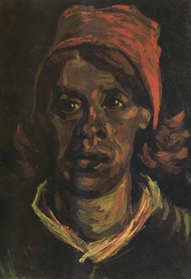 Vincent Van Gogh Head of a Peasant Woman with Red Cap (nn04) oil painting image